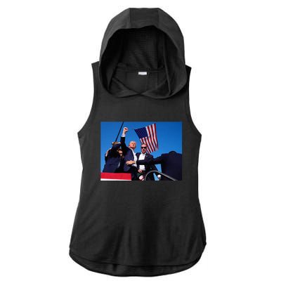 Trump 2024 Donald Trump Fist Pump Ladies PosiCharge Tri-Blend Wicking Draft Hoodie Tank