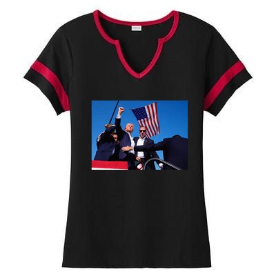 Trump 2024 Donald Trump Fist Pump Ladies Halftime Notch Neck Tee