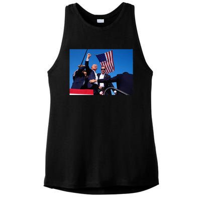 Trump 2024 Donald Trump Fist Pump Ladies PosiCharge Tri-Blend Wicking Tank