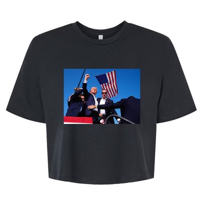 Trump 2024 Donald Trump Fist Pump Bella+Canvas Jersey Crop Tee