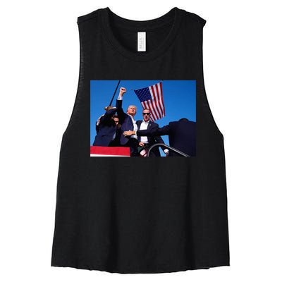 Trump 2024 Donald Trump Fist Pump Women's Racerback Cropped Tank