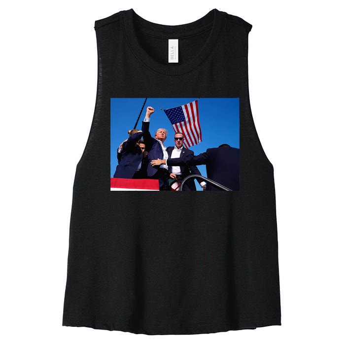 Trump 2024 Donald Trump Fist Pump Women's Racerback Cropped Tank