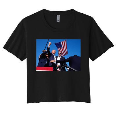 Trump 2024 Donald Trump Fist Pump Women's Crop Top Tee