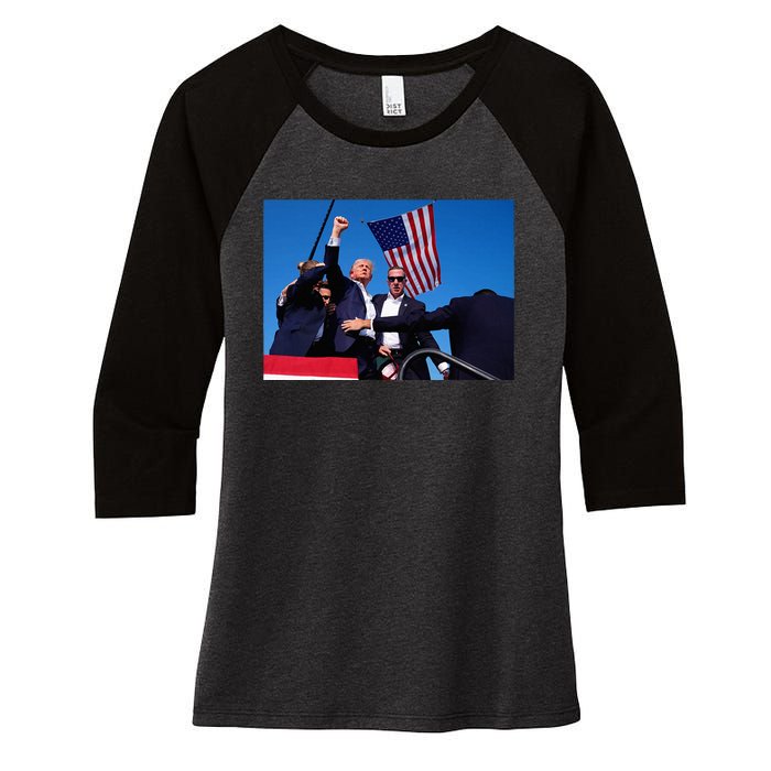 Trump 2024 Donald Trump Fist Pump Women's Tri-Blend 3/4-Sleeve Raglan Shirt