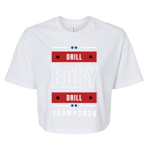 Trump 2024: Drill Drill Vote Trump Funny Gift Bella+Canvas Jersey Crop Tee