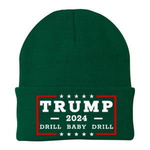 Trump 2024 Drill Baby Drill Us Flag Republican 4th Of July Knit Cap Winter Beanie