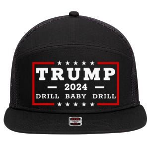 Trump 2024 Drill Baby Drill Us Flag Republican 4th Of July 7 Panel Mesh Trucker Snapback Hat