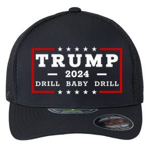 Trump 2024 Drill Baby Drill Us Flag Republican 4th Of July Flexfit Unipanel Trucker Cap