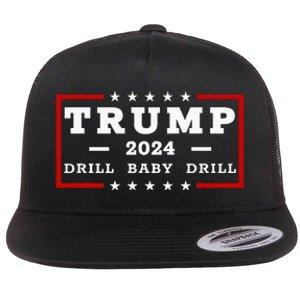 Trump 2024 Drill Baby Drill Us Flag Republican 4th Of July Flat Bill Trucker Hat