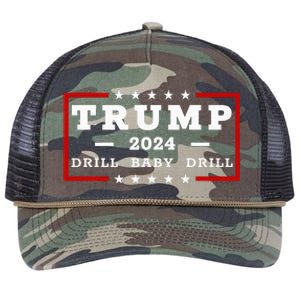 Trump 2024 Drill Baby Drill Us Flag Republican 4th Of July Retro Rope Trucker Hat Cap