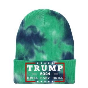 Trump 2024 Drill Baby Drill Us Flag Republican 4th Of July Tie Dye 12in Knit Beanie