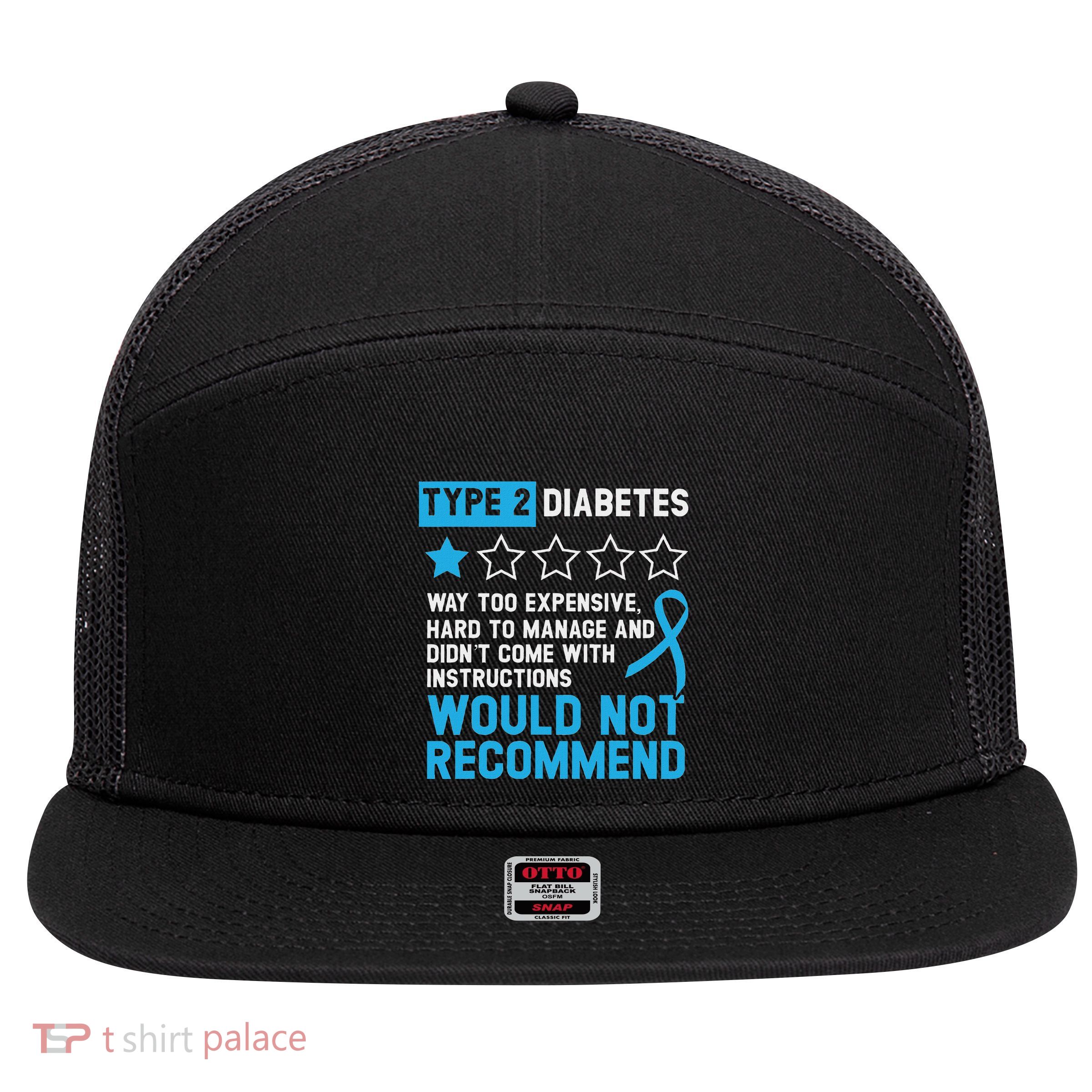 Type 2 Diabetes T2d Warrior Diabetes Awareness 7 Panel Mesh Trucker Snapback Hat
