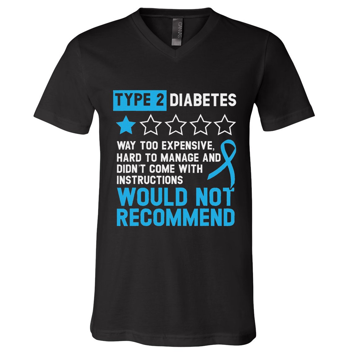 Type 2 Diabetes T2d Warrior Diabetes Awareness V-Neck T-Shirt