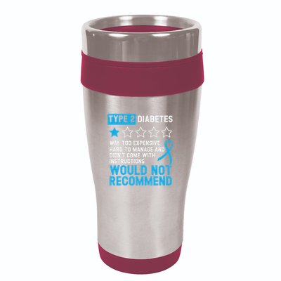 Type 2 Diabetes T2d Warrior Diabetes Awareness 16oz Travel Tumbler