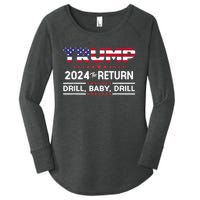 Trump 2024 Drill Baby Drill Us Flag Republican 4th Of July Women's Perfect Tri Tunic Long Sleeve Shirt