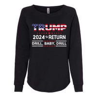 Trump 2024 Drill Baby Drill Us Flag Republican 4th Of July Womens California Wash Sweatshirt