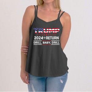 Trump 2024 Drill Baby Drill Us Flag Republican 4th Of July Women's Strappy Tank