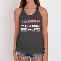 Trump 2024 Drill Baby Drill Us Flag Republican 4th Of July Women's Knotted Racerback Tank