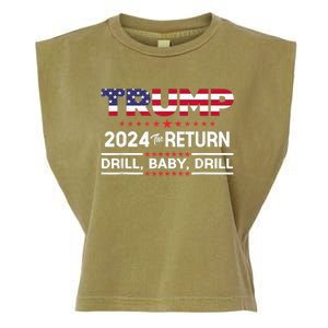 Trump 2024 Drill Baby Drill Us Flag Republican 4th Of July Garment-Dyed Women's Muscle Tee