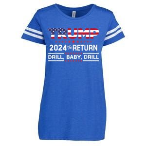 Trump 2024 Drill Baby Drill Us Flag Republican 4th Of July Enza Ladies Jersey Football T-Shirt