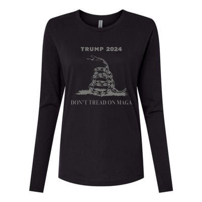 Trump 2024 DonT Tread On Maga Snake Rattlesnake Dark Color Womens Cotton Relaxed Long Sleeve T-Shirt