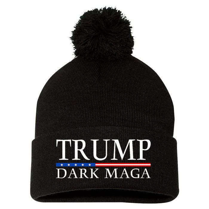 Trump 2024 Dark Maga President Donald Trump Pom Pom 12in Knit Beanie