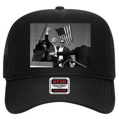 Trump 2024 Donald Trump Fist Pump High Crown Mesh Back Trucker Hat