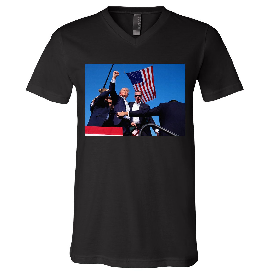 Trump 2024 Donald Trump Fist Pump V-Neck T-Shirt