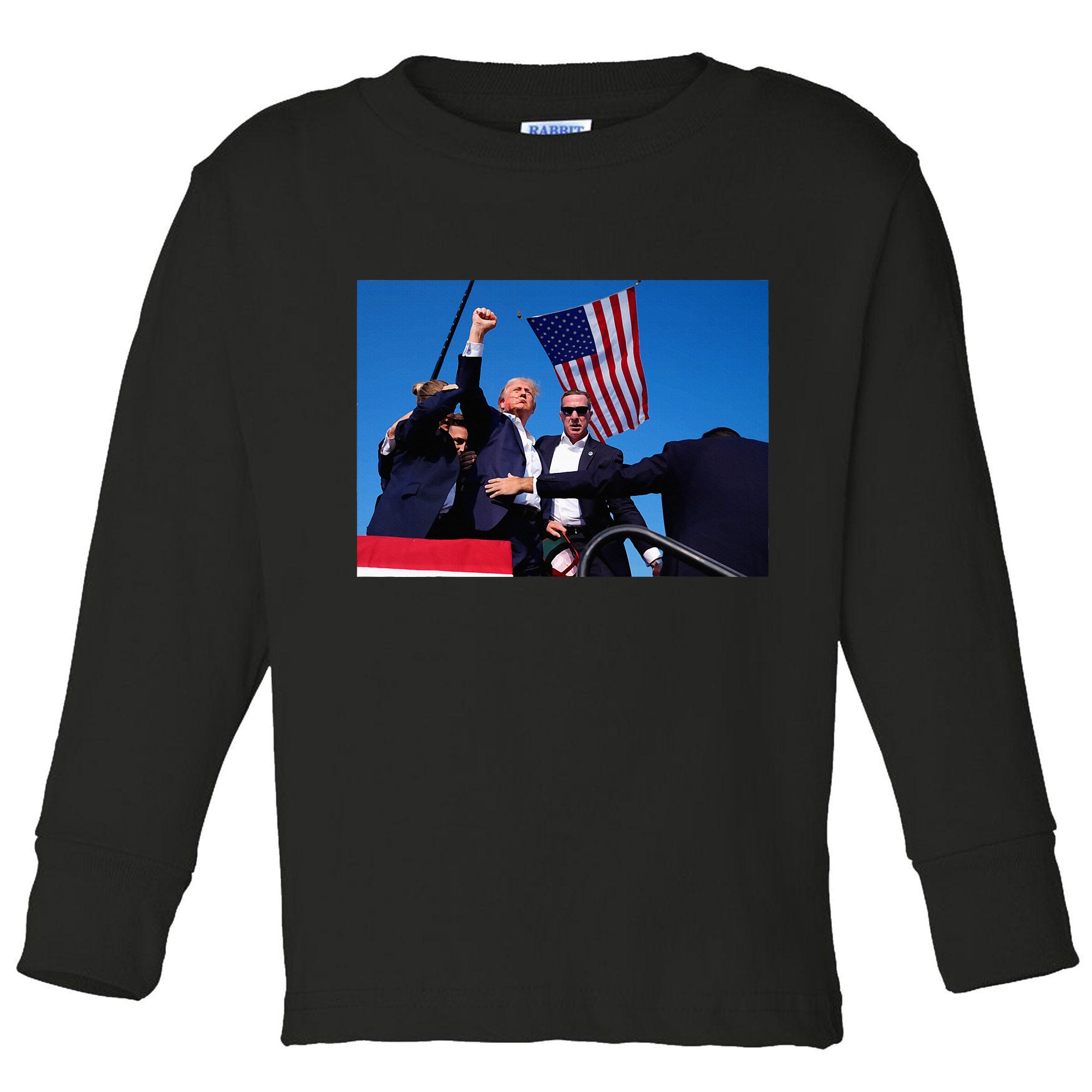 Trump 2024 Donald Trump Fist Pump Toddler Long Sleeve Shirt