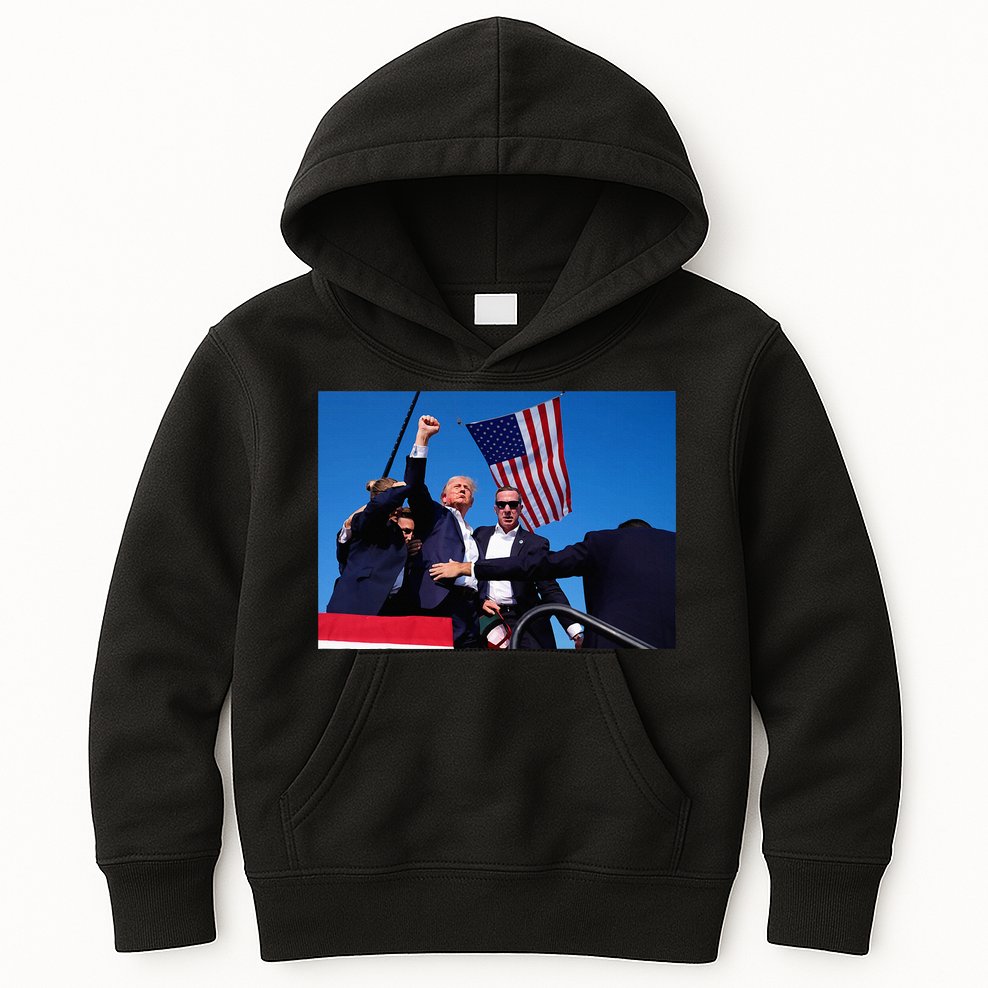 Trump 2024 Donald Trump Fist Pump Kids Hoodie