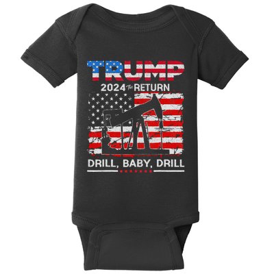 Trump 2024 Drill Baby Drill Us Flag Republican Baby Bodysuit