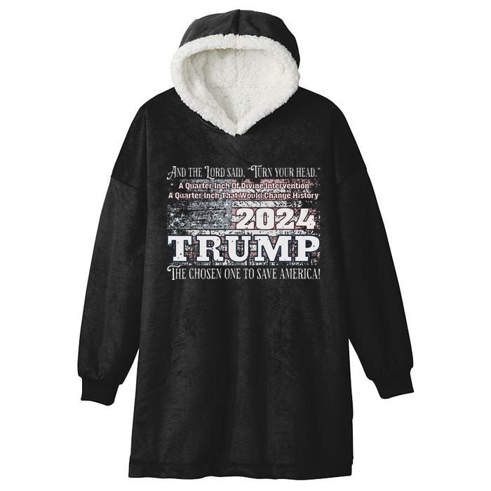 Trump 2024 Divine Intervention The Save America Hooded Wearable Blanket