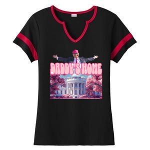 Trump 2024 Daddys Home Pink Classic Ladies Halftime Notch Neck Tee