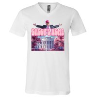 Trump 2024 Daddys Home Pink Classic V-Neck T-Shirt