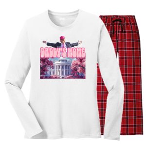 Trump 2024 Daddys Home Pink Classic Women's Long Sleeve Flannel Pajama Set 