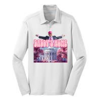 Trump 2024 Daddys Home Pink Classic Silk Touch Performance Long Sleeve Polo