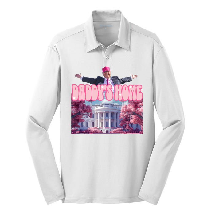 Trump 2024 Daddys Home Pink Classic Silk Touch Performance Long Sleeve Polo