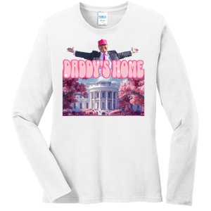 Trump 2024 Daddys Home Pink Classic Ladies Long Sleeve Shirt