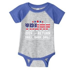 Trump 2024 Drill Drill Us Flag Republican 4th Of July Gift Infant Baby Jersey Bodysuit