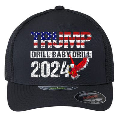 Trump 2024 Drill Baby Drill American Eagle Pro Trump US FLag Flexfit Unipanel Trucker Cap