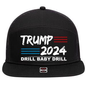 Trump 2024 Drill Baby Drill 7 Panel Mesh Trucker Snapback Hat