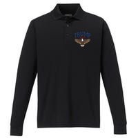 Trump 2024 Eagle Patriotic Emblem Performance Long Sleeve Polo