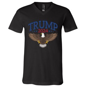 Trump 2024 Eagle Patriotic Emblem V-Neck T-Shirt