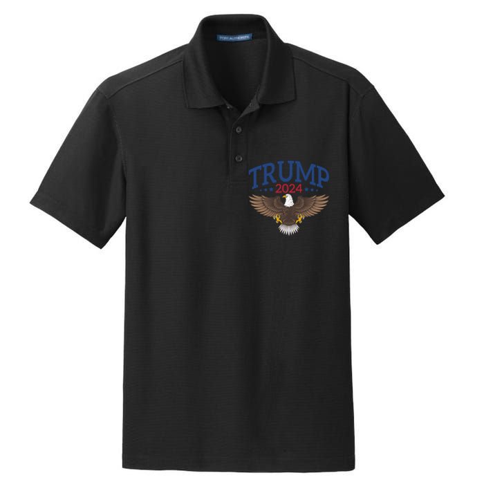 Trump 2024 Eagle Patriotic Emblem Dry Zone Grid Polo