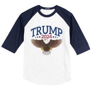 Trump 2024 Eagle Patriotic Emblem Baseball Sleeve Shirt