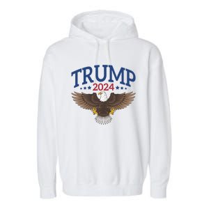 Trump 2024 Eagle Patriotic Emblem Garment-Dyed Fleece Hoodie