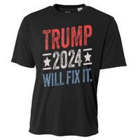 Trump 2024 Election Will Fix It Distressed Vintage Flag Cooling Performance Crew T-Shirt