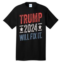 Trump 2024 Election Will Fix It Distressed Vintage Flag Tall T-Shirt