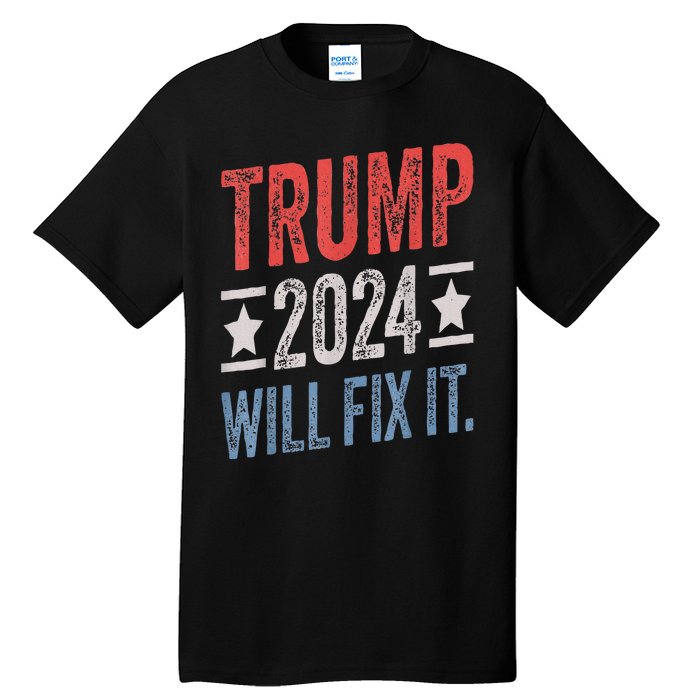 Trump 2024 Election Will Fix It Distressed Vintage Flag Tall T-Shirt