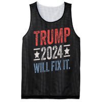 Trump 2024 Election Will Fix It Distressed Vintage Flag Mesh Reversible Basketball Jersey Tank